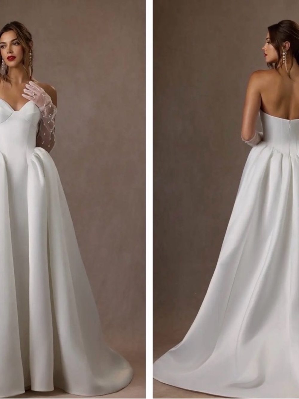 Azazie White Strapless Ball Gown with Sweetheart Bodice